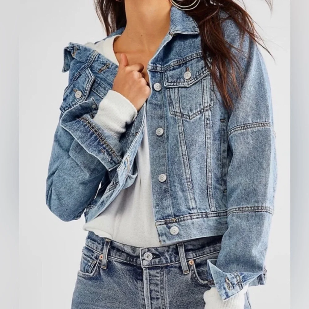 💫 FREE PEOPLE Rumors Denim Jacket SIZE:XS NWT - Picture 6 of 13